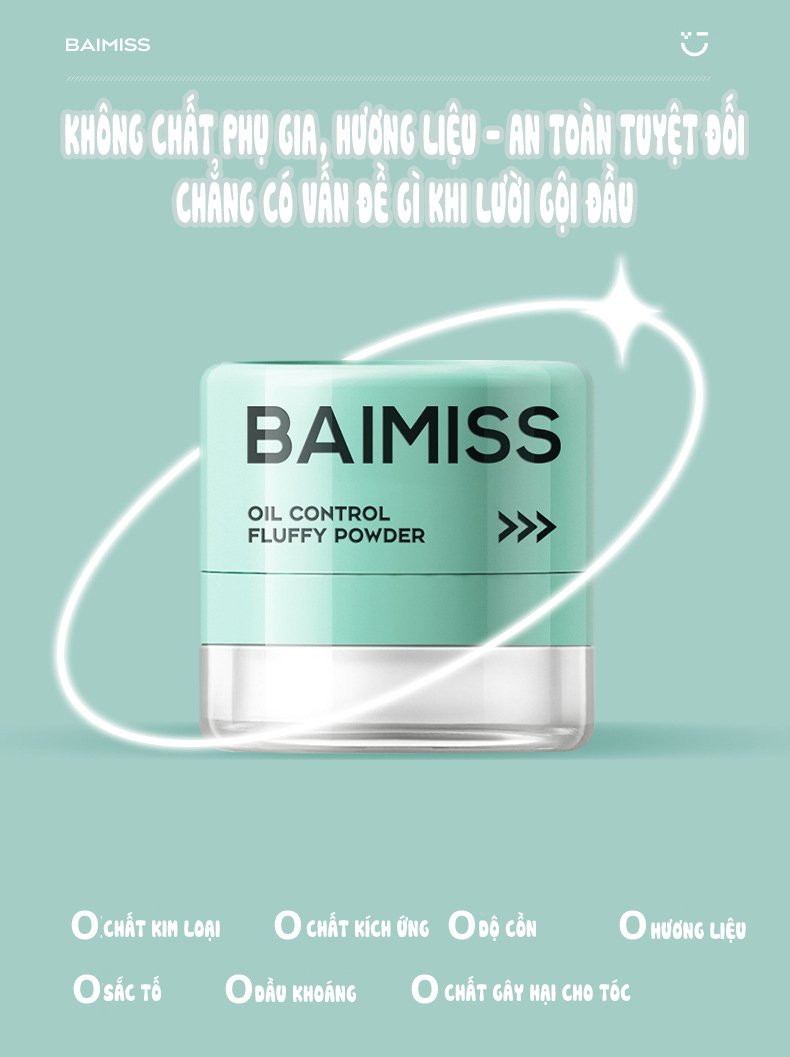 BAIMISS Bột Kiềm Dầu Tạo Độ Phồng Cho Tóc Bồng Bềnh Khô Thoáng