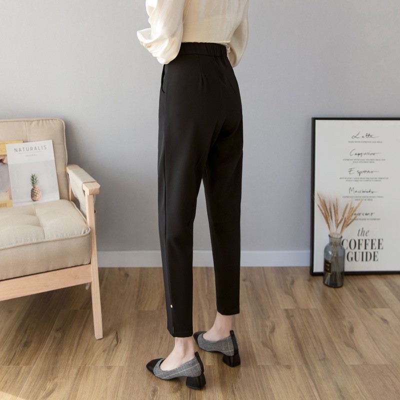 Quần baggy nữ  lưng chun xẻ tà sang chảnh