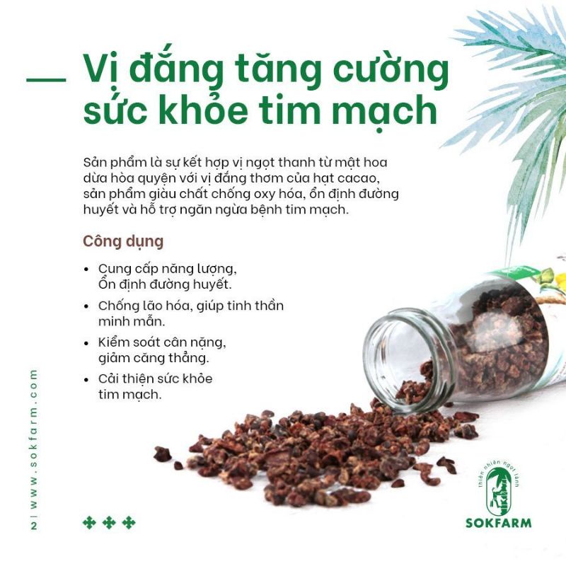 Cacao Mật Hoa Dừa Sokfarm 75g