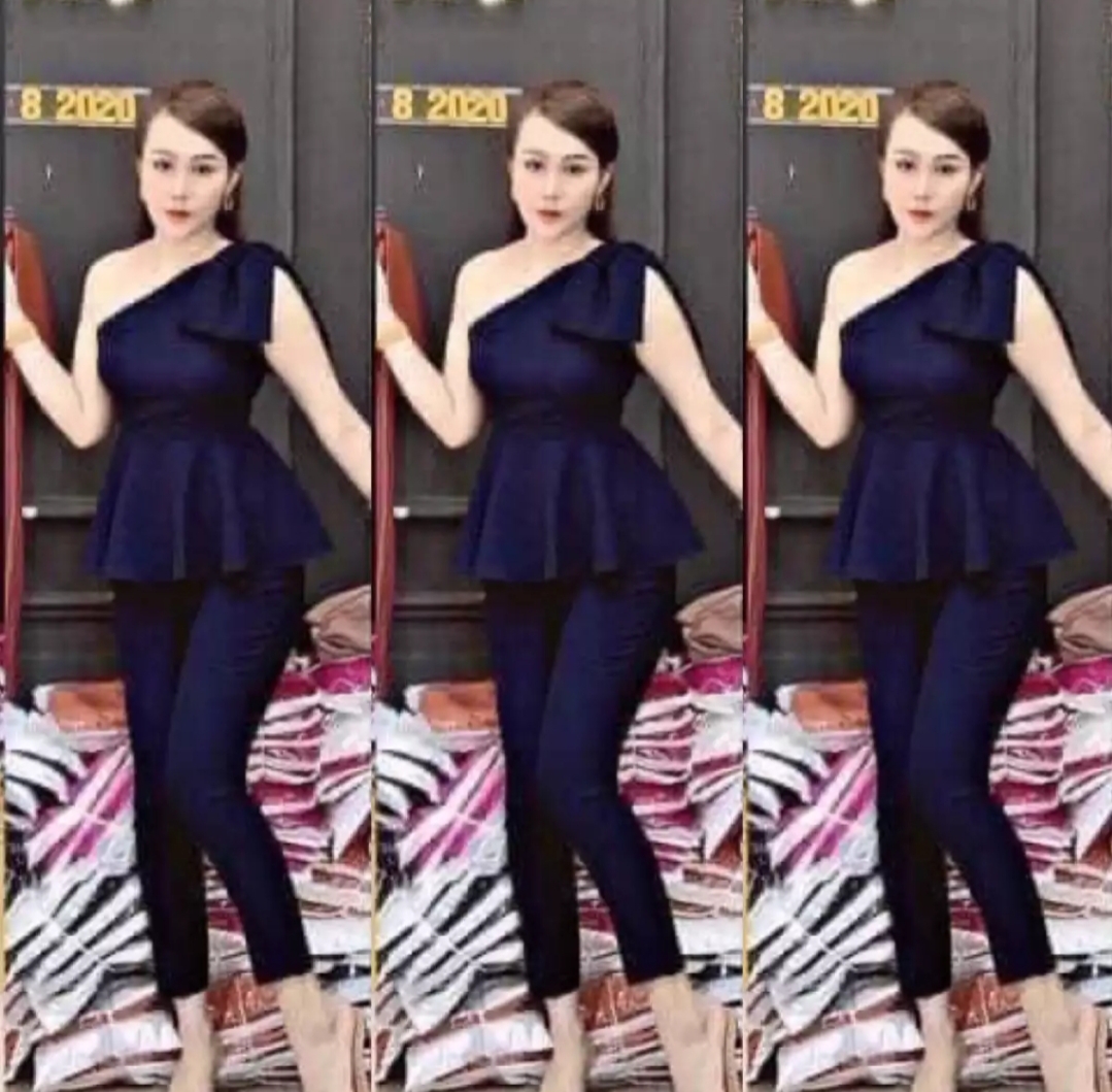 [HCM]Bộ Quần Áo Nơ Vai Dễ thương Vải Dày Mịn Mát Thiết Kế Thời Trang ( đen )