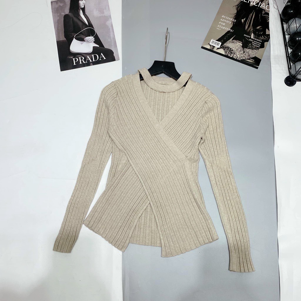 [25-27/4 Hoàn tiền 15%]Áo len Lông Thỏ vạt chéo cổ v chocker m155