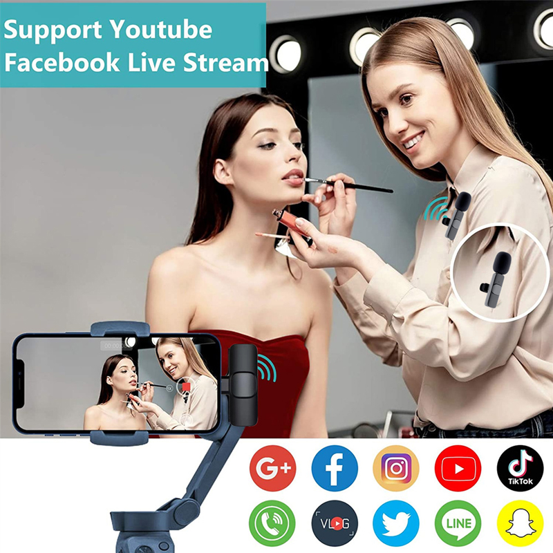 Wireless Lavalier Microphone for iphone and Android,Plug and Play Wireless Lapel Mic, Clip-on Mini Mic for YouTube Facebook Live Stream Vlog Interview Tiktok