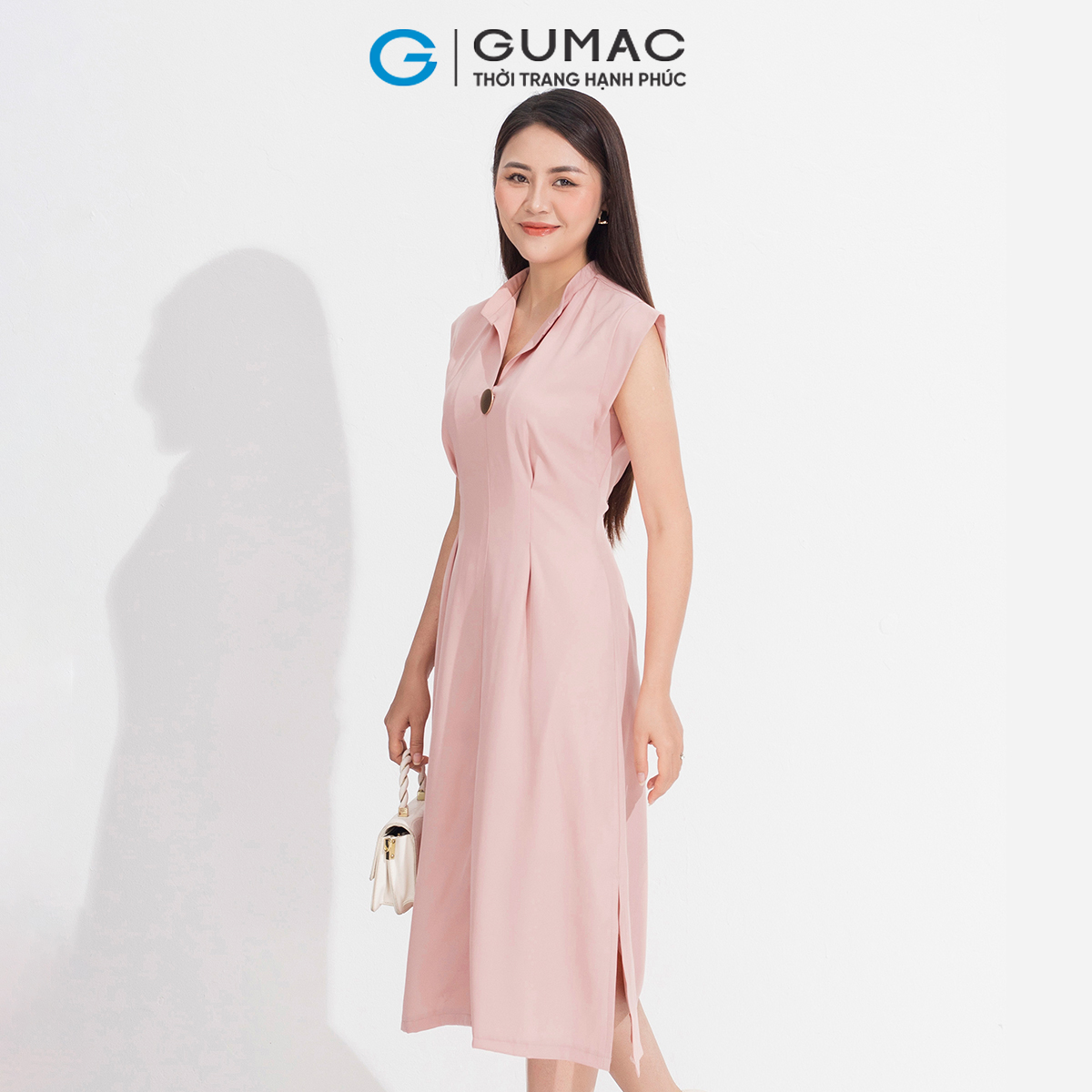 Đầm nữ A xếp ly eo GUMAC DD05053