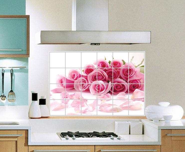 Decal dán bếp tráng nhôm - Hoa Hồng mỏng