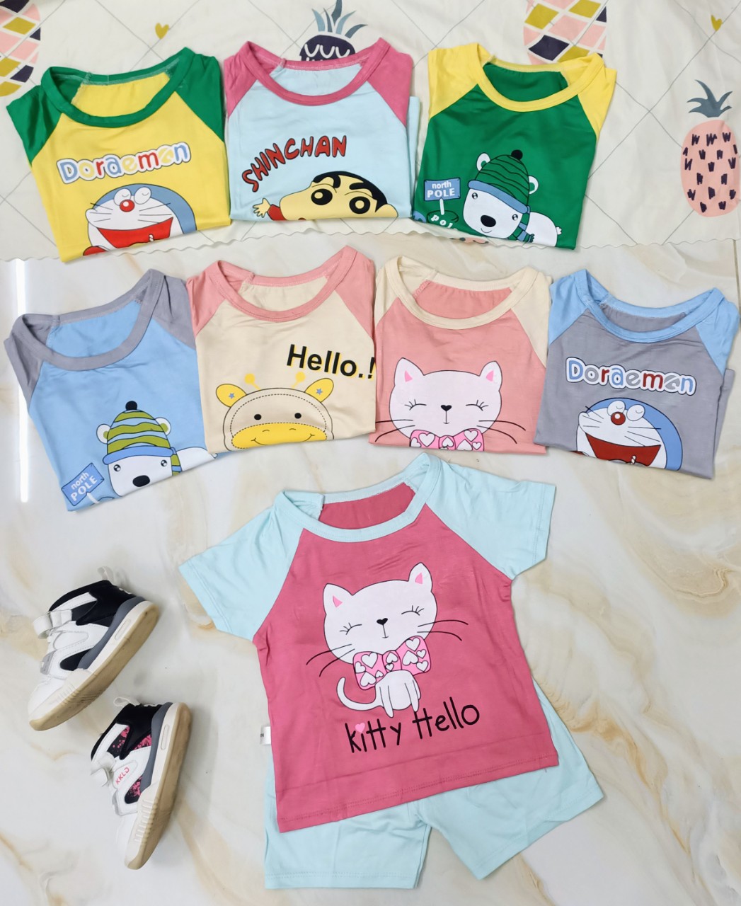Bộ thun lạnh phối màu hình thú đùi cho bé T2LM8