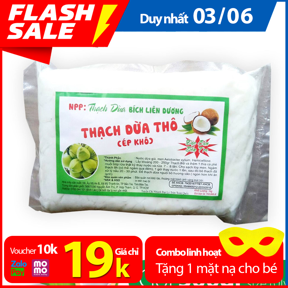 Thạch dừa thô ép khô 10ly túi 500gr