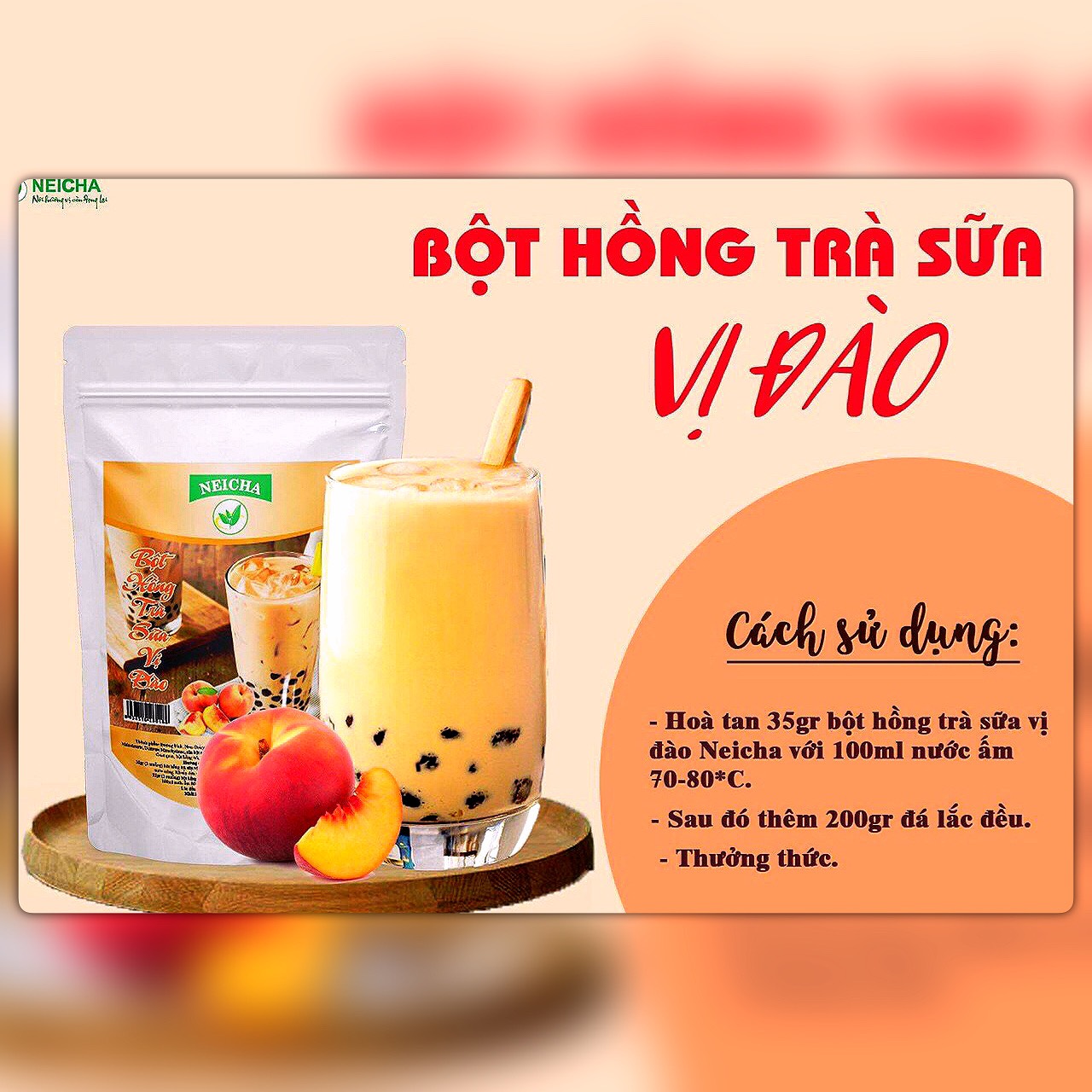 (200g)Trà Sữa Vị Đào PHA SẴN SIÊU NHANH. DATE MỚI
