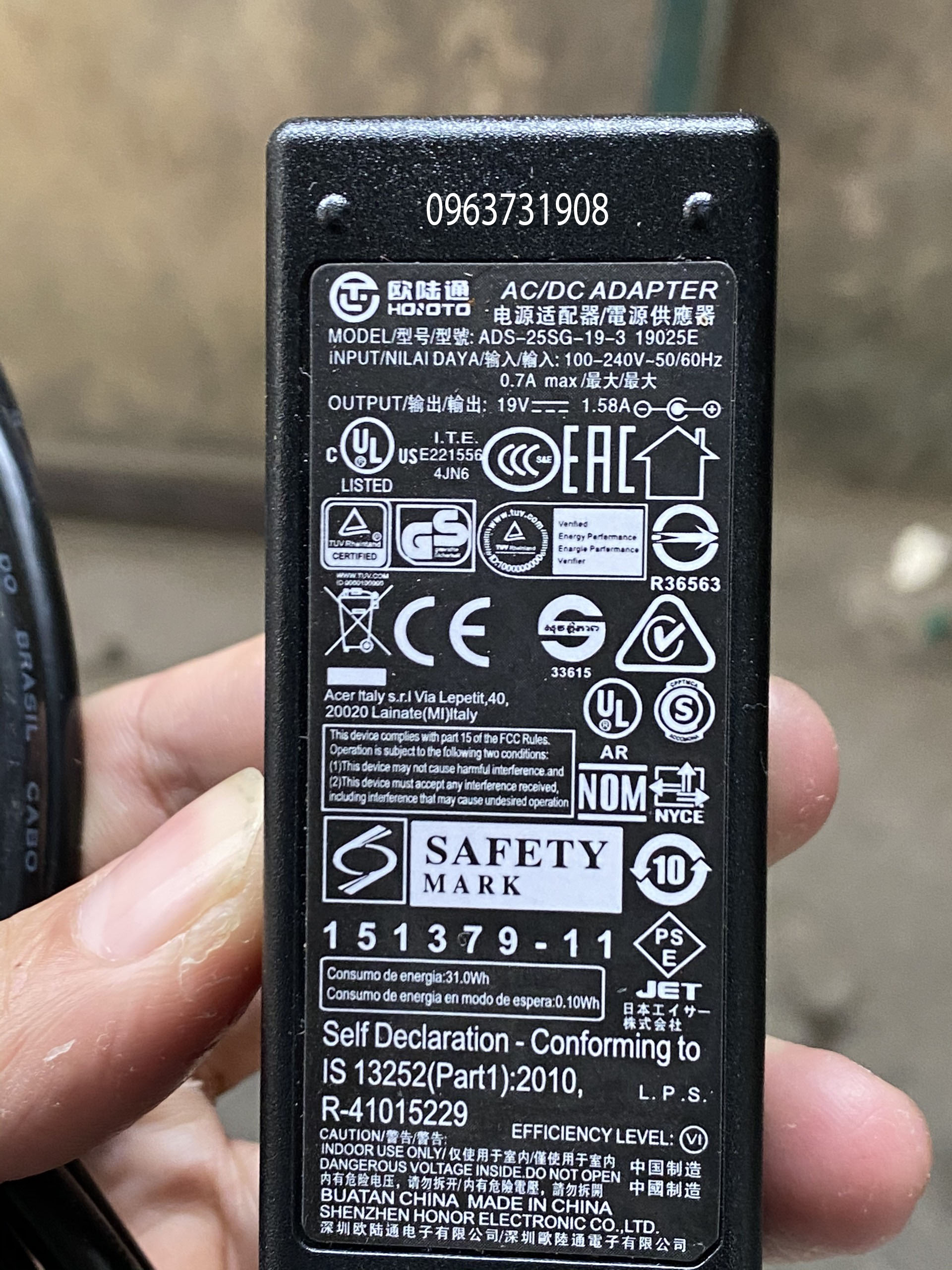 Adapter nguồn màn hình acer 19V 1.58A chính hãng