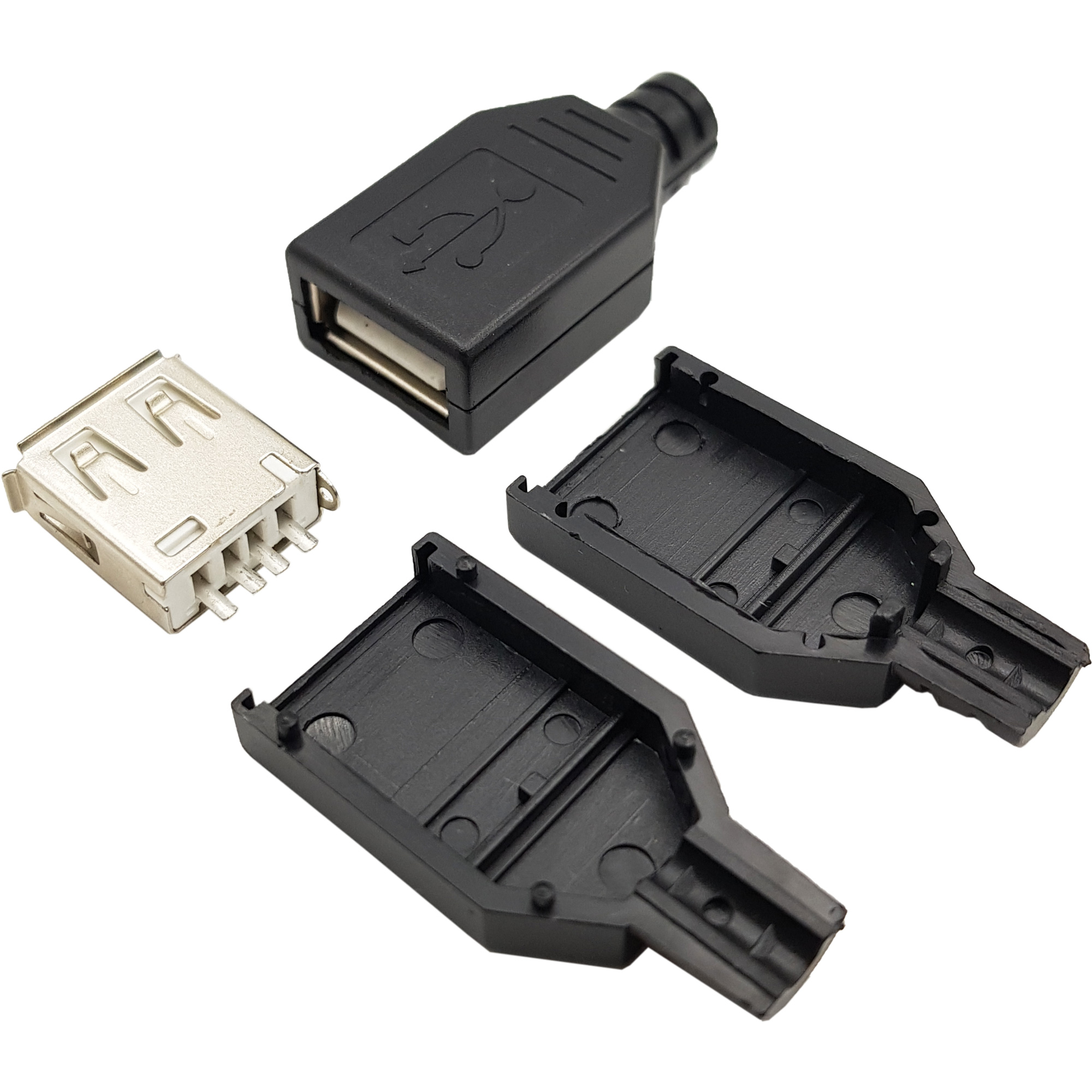 Đầu USB A Cái 4P kèm vỏ [COMBO 3 CÁI]