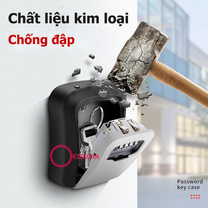 (Kim Loại) Lock Box hộp khóa két sắt mini 4 mã đựng Chìa khóa Thẻ Vật dụng cho Homestay Văn phòng Chung cư Airbnb Nhà