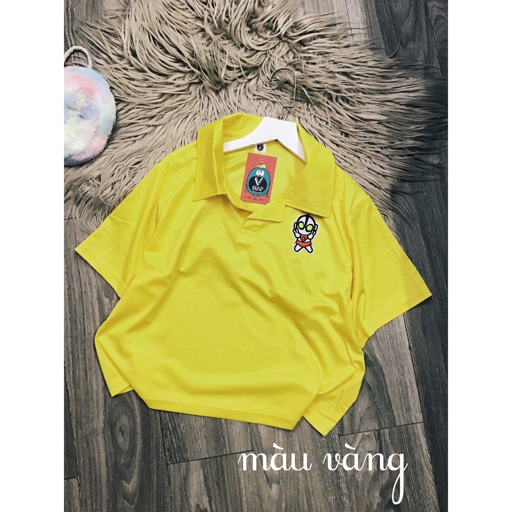[HCM]Áo Thun Croptop Cổ Bẻ Sticker Bigsize