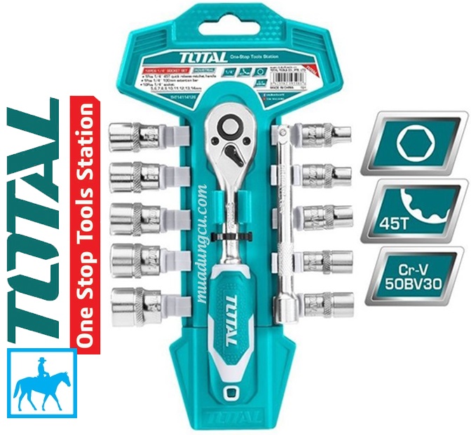 Bộ 12 cờ lê lực và đầu tuýp TOTAL THT14114126