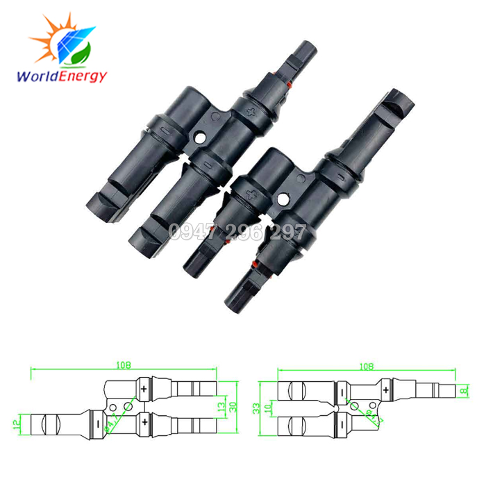 Cặp Jack kết nối MC4 chữ T 2 vào 1