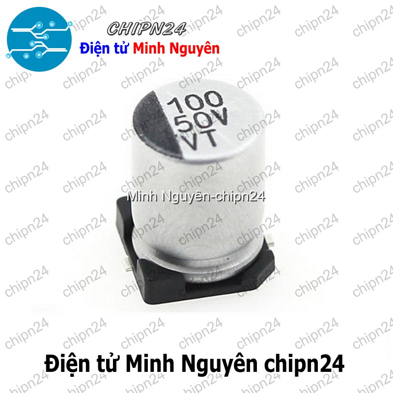 [5 con] (K301) Tụ nhôm 100uF 50V 8x10mm (SMD Dán) - HH003000