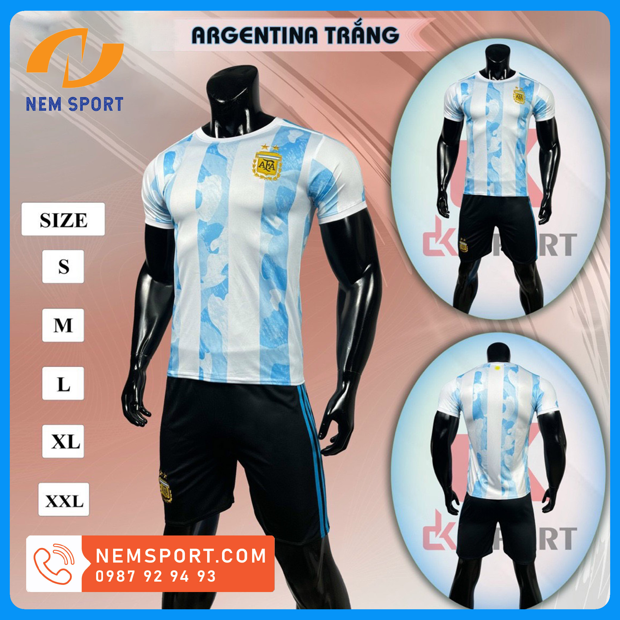 Quần Áo Đá Bóng Đội Tuyển Argentina Màu Đen Mẫu Mới 23/24
