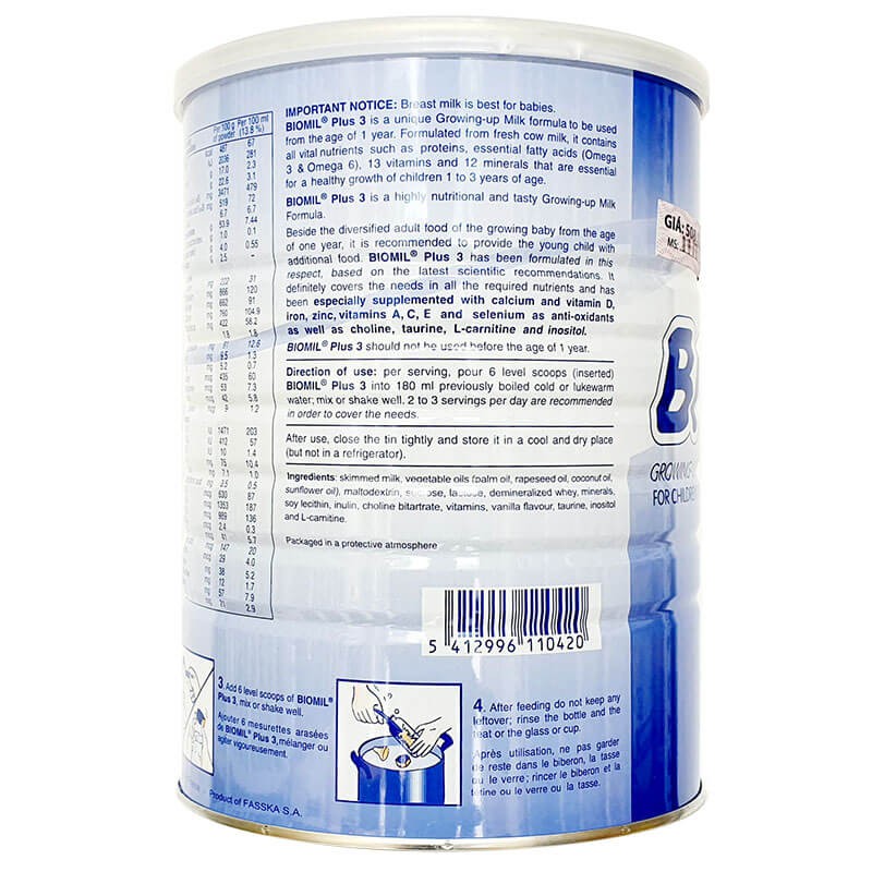 Sữa bột Biomil 3 800g (Date 2027)