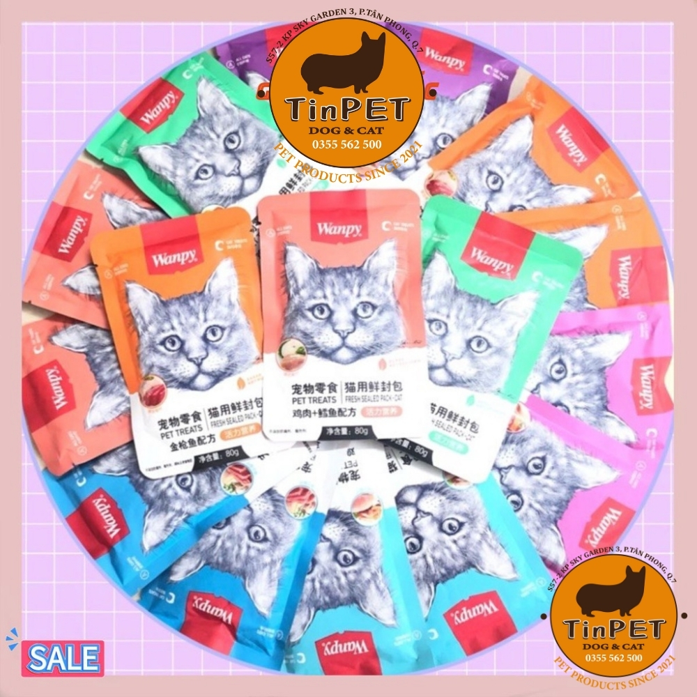 Pate Wanpy Đủ 7 Vị Dành Cho Mèo Kén Ăn Gói 80gr