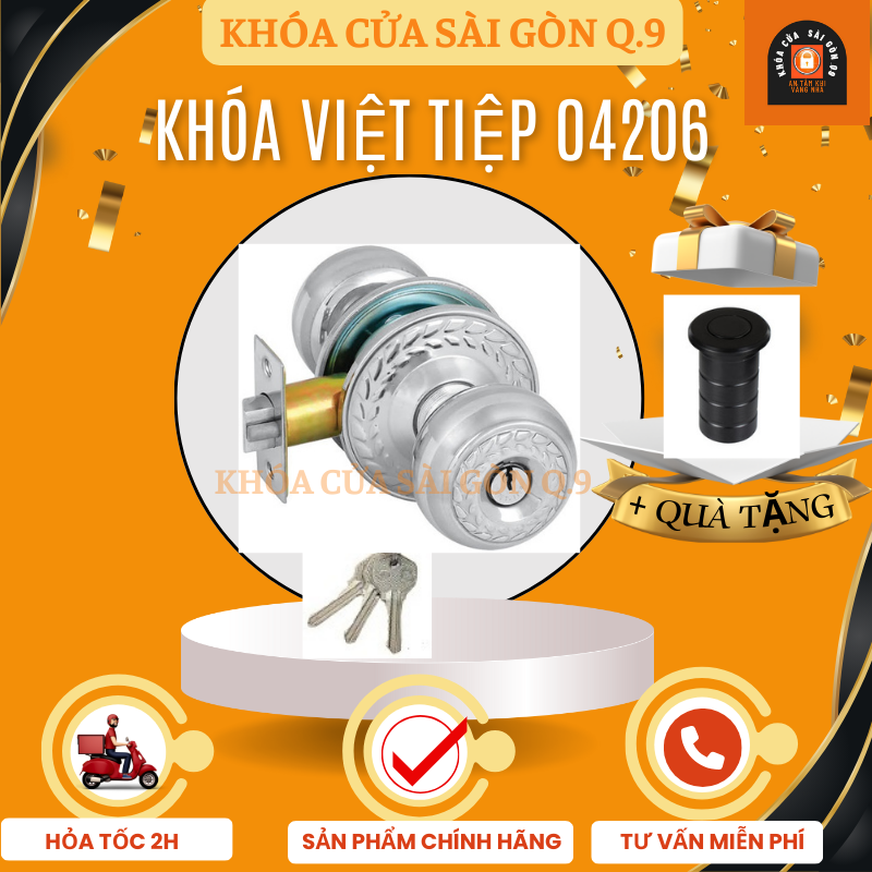 Hỏa tốc hcm - khóa tay nắm tròn việt tiệp 04206 -bh 24 tháng