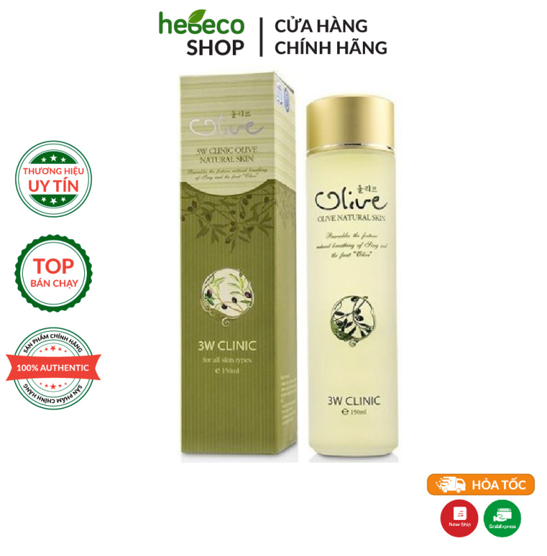 Nước hoa hồng dưỡng trắng, chống lão hóa da tinh chất dầu Olive 3W CLINIC OLIVE NATURAL SKIN 150ml - Hàn Quốc giá rẻ
