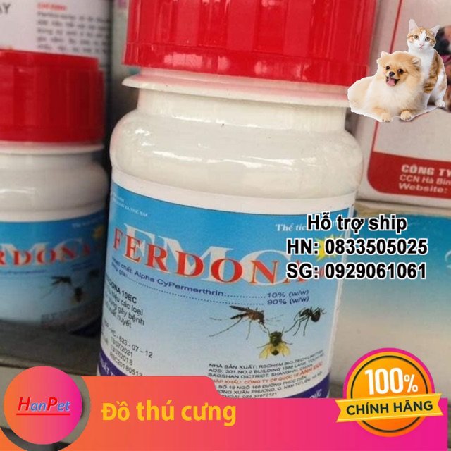 Hanpet - Diệt muỗi Fendona 10SC 50ml (Loại nắp đỏ) Dung dịch pha phun diệt côn trùng ruồi, muỗi, kiến, dán, bọ chét -