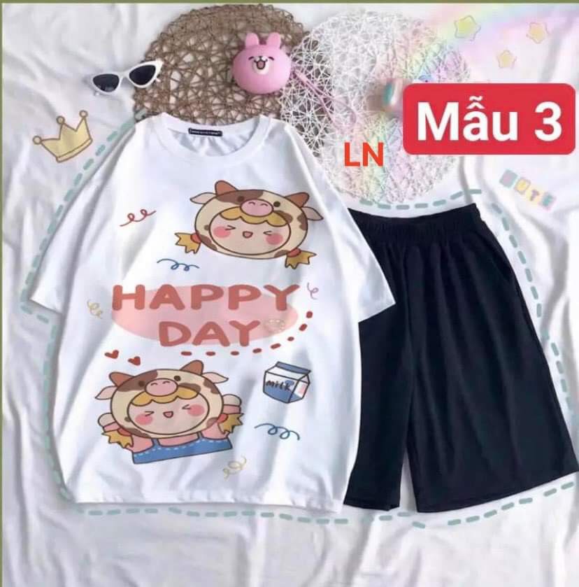 SET ÁO KÈM QUẦN ĐÙI IN HÌNH DỄ THƯƠNG