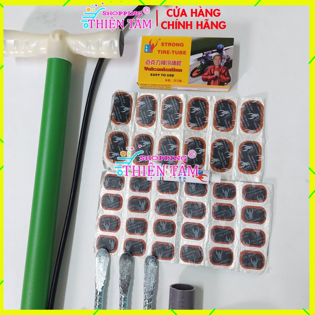 Bộ Vá Ruột - Săm Xe Máy Xe Đạp 6 Món (Bơm dài 55Cm Màu Giao Ngẫu Nhiên)