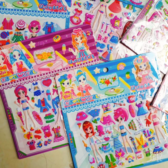 Sticker nổi, hình dán búp bê, công chúa, con thú,...