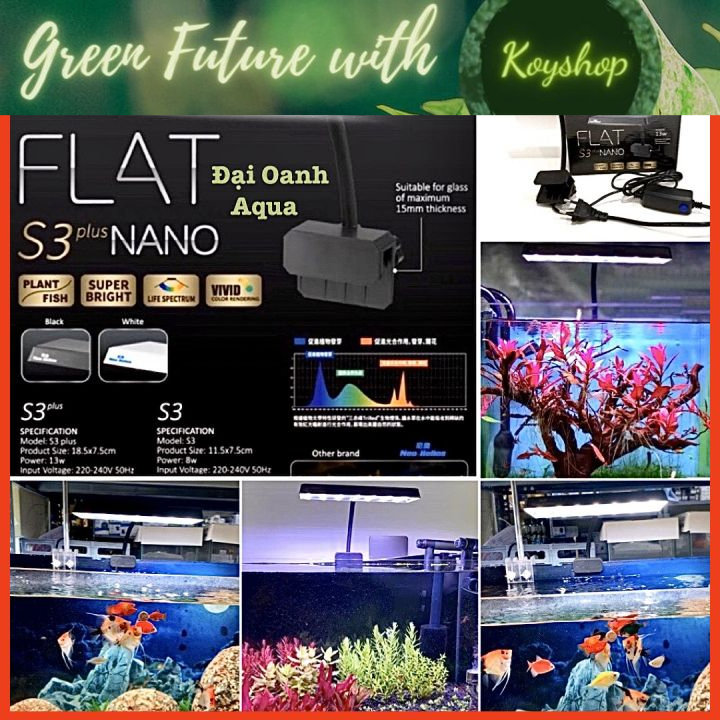Đèn led kẹp flat s3 nano rgb plus - neo helios đỏ cá không đỏ nước cho bể cá cảnh, bể cá mini.