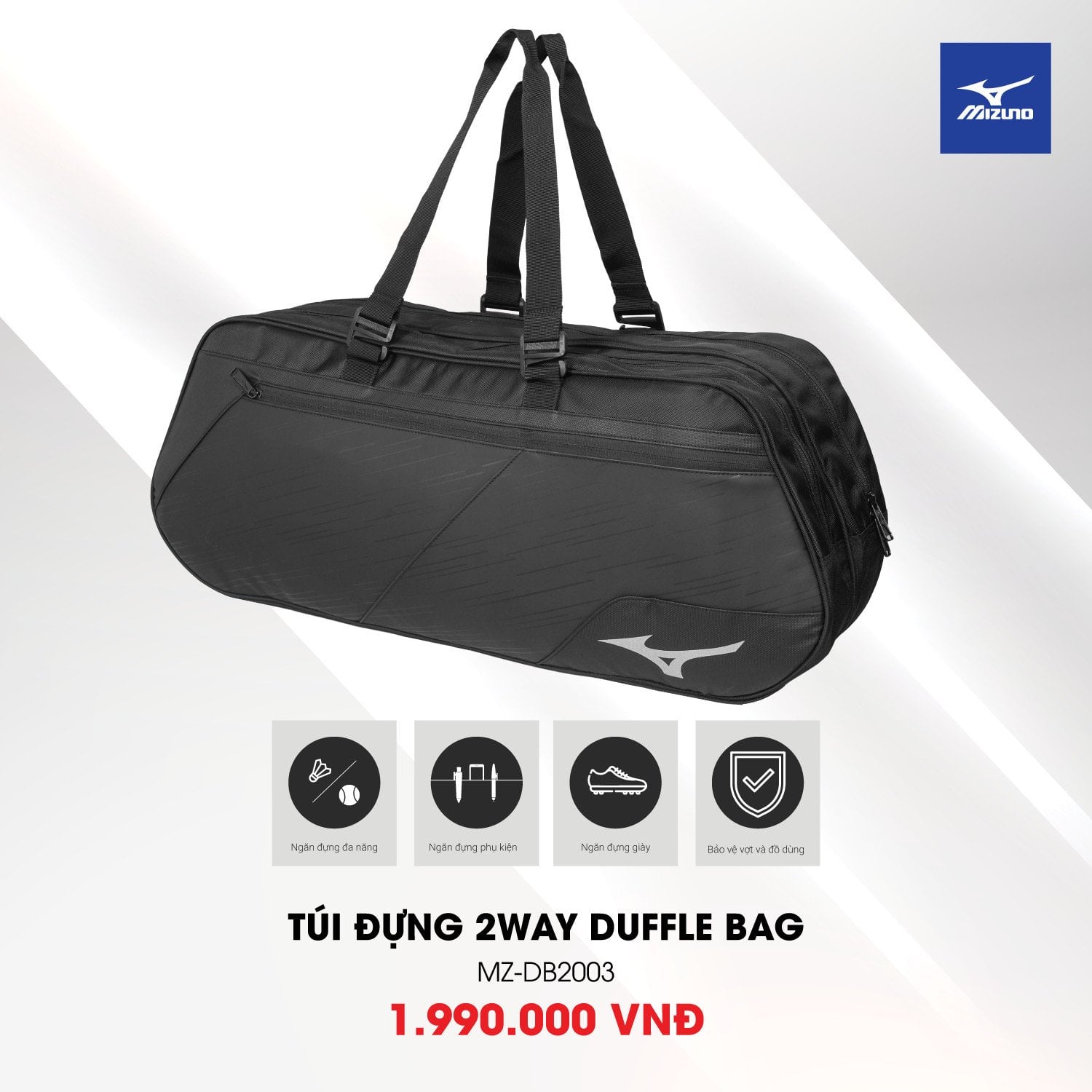 TÚI ĐỰNG VỢT CẦU LÔNG 2WAY DUFLE BAG MIZUNO