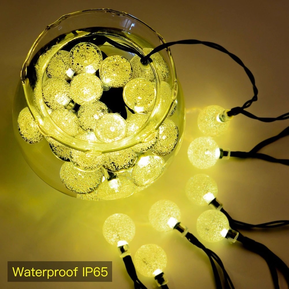 Dây đèn led trang trí nhà cửa cherry ball bóng bi bọt màu vàng nắng không chớp 5m 8m 10m - đèn trang trí noel lễ tết đẹp