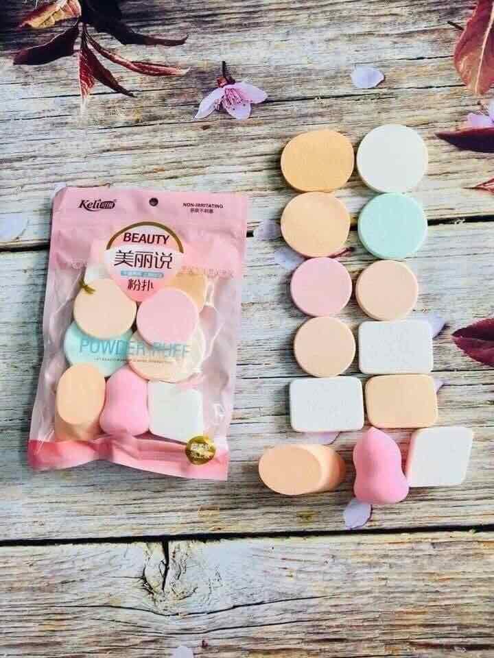 Bịch 13 bông đánh phấn trang điểm