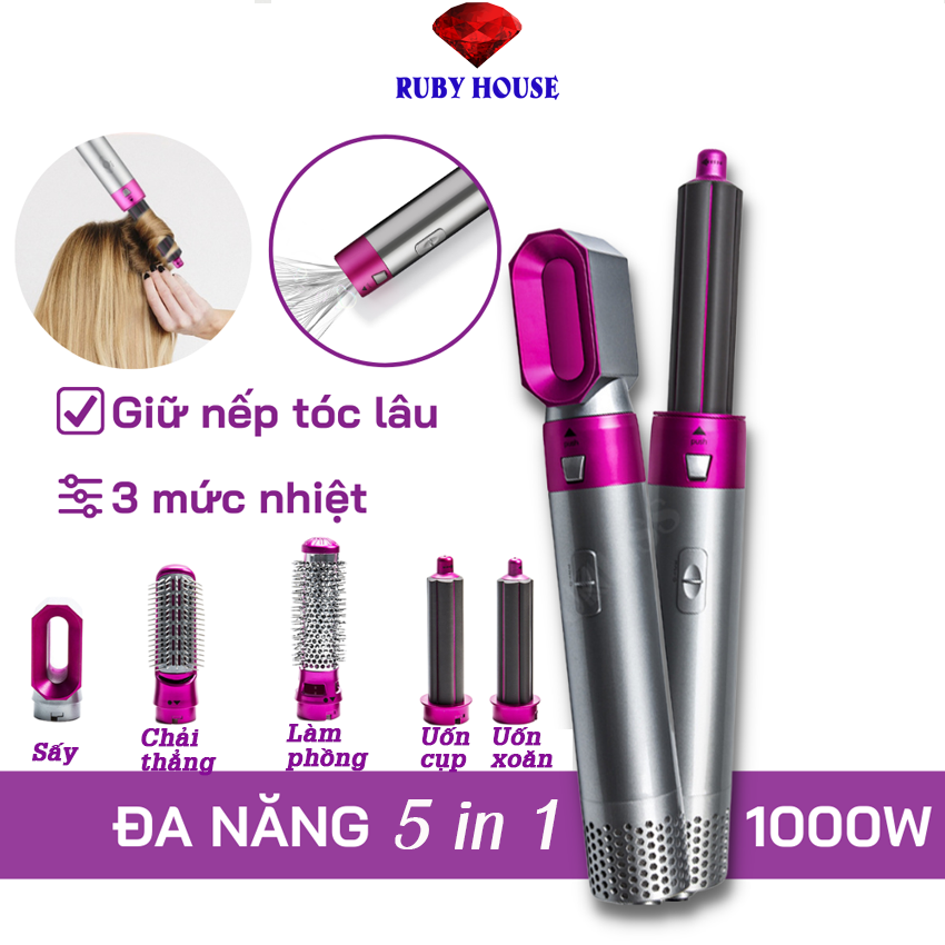 Máy làm tóc chuyên nghiệp 5in1 , 5 chức năng làm tóc , máy uốn xoăn tóc tự động 5in1, máy tạo kiểu tóc cao cấp 2022
