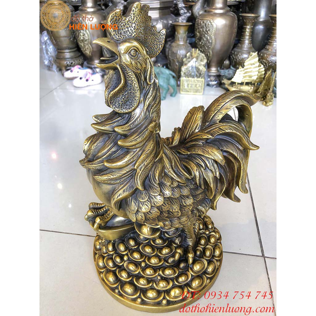 Tượng Gà Trống Bằng Đồng Tài Lộc Cao 40cm Nặng 6kg