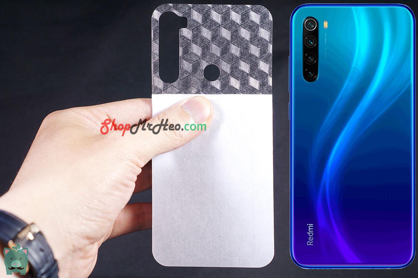 [HCM]Bộ 3 Skin Dán Mặt Sau Lưng Vân 3D Carbon Xiaomi Redmi Note 8