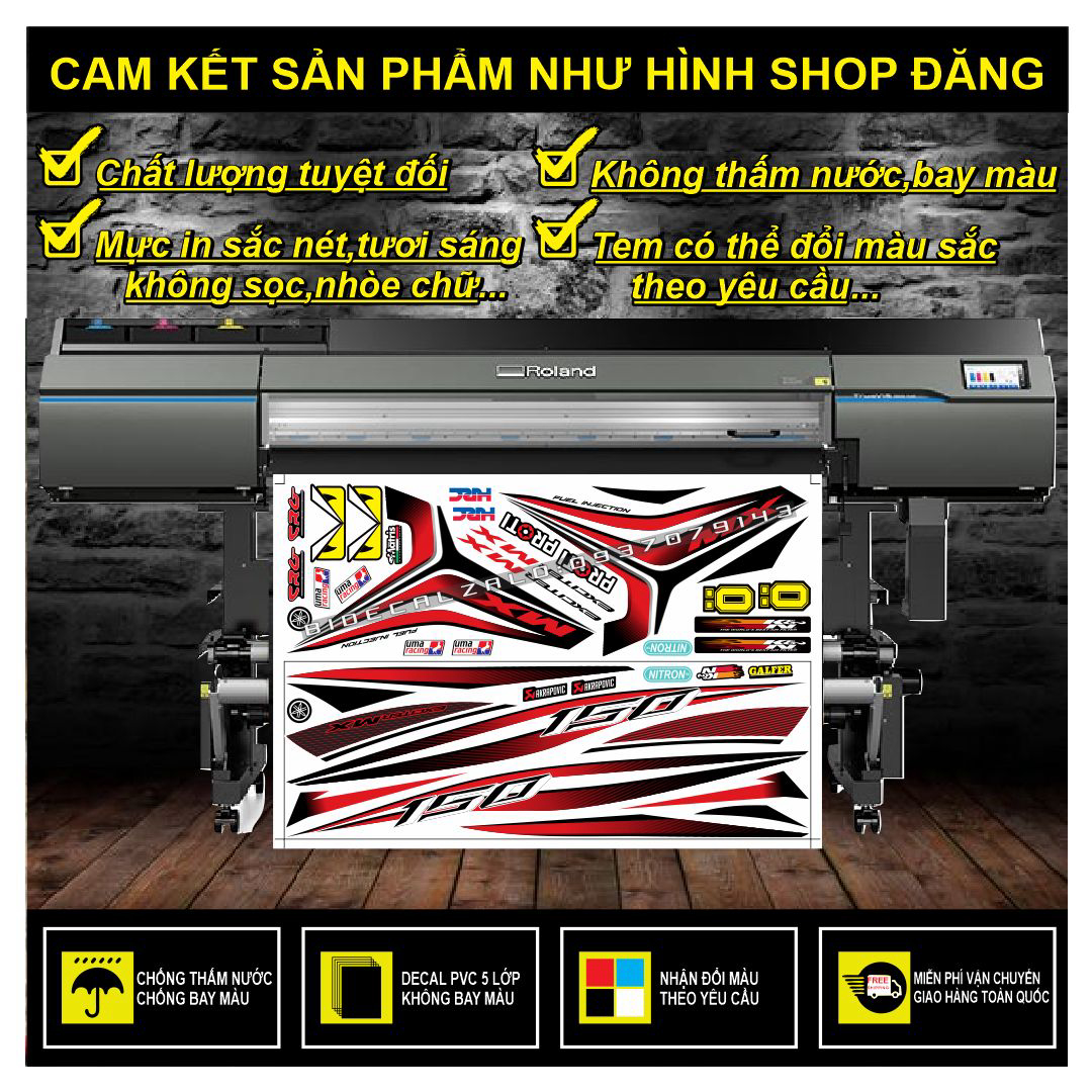 TEM RỜI EXCITER 150 MXKING CHẾ PHỐI TRẮNG ĐỎ