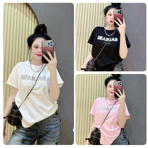 Áo thun cotton Thái nữ dáng vừa phối CHỮ ( Mã THÁI BALMAI )