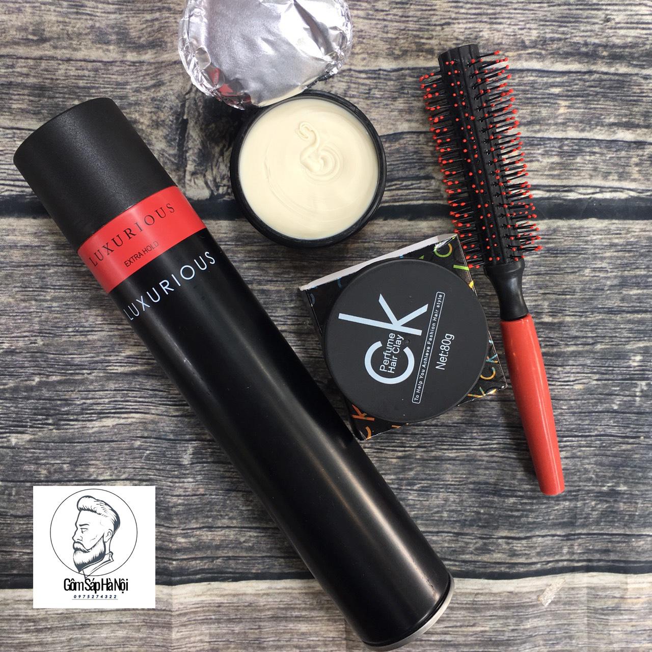 Combo Gôm Xịt Tóc Luxurious + Sáp Vuốt Tóc C-K Tặng Lược Tạo Kiểu