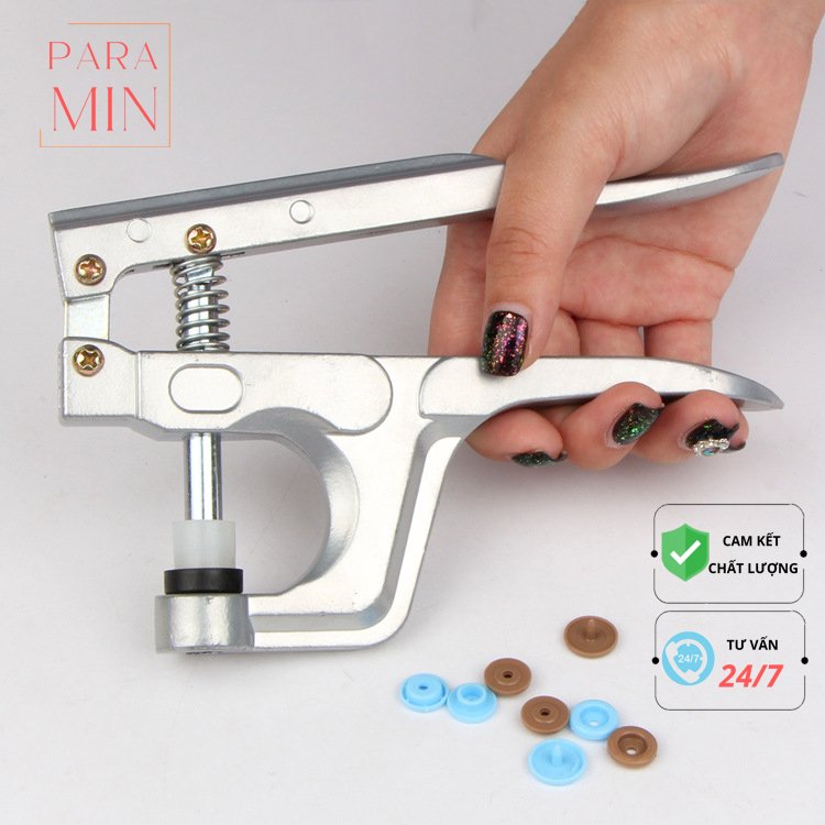 Kìm bấm cúc nhựa đa năng tặng kèm 5 bộ khuy nhựa, kềm bấm cúc áo khoác bấm nút nhựa 3 kích cỡ cúc 10mm, 12mm, 14mm