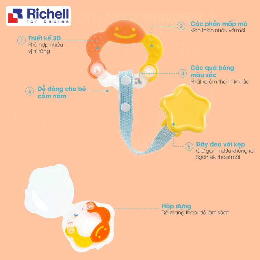 GẶM NƯỚU XÚC XẮC TRÒN CÓ DÂY ĐEO RICHELL ĐÁM MÂY ( CAM )