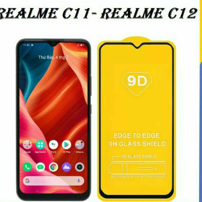 Kính cường lực 9d realme c11 /realme c12 full màn hình full keo