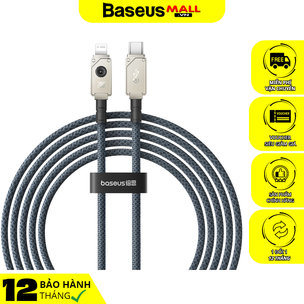 Cáp Sạc Baseus Unbreakable 20W Type-C to Ln | Lõi Sợi Aramid, Siêu Bền Bỉ, Chính Hãng