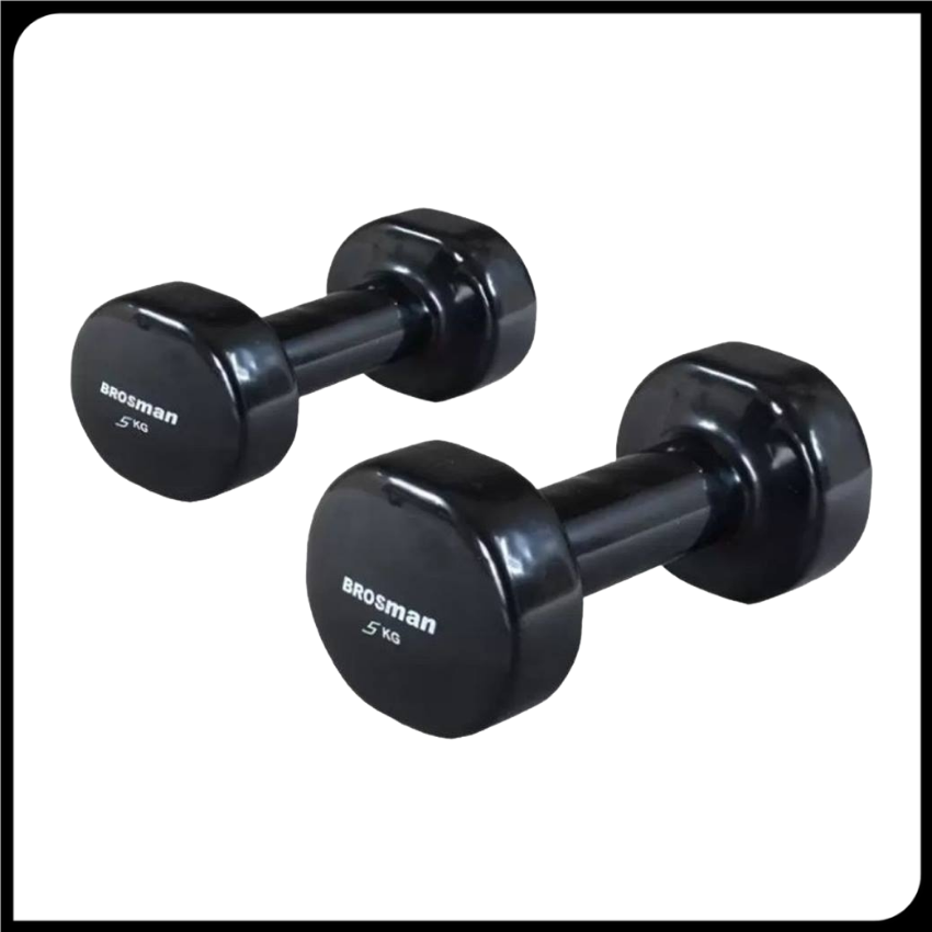 Tạ tay 5kg Brosman nhập khẩu (Bộ gồm 2 cái tạ sắt 5kg màu đen)