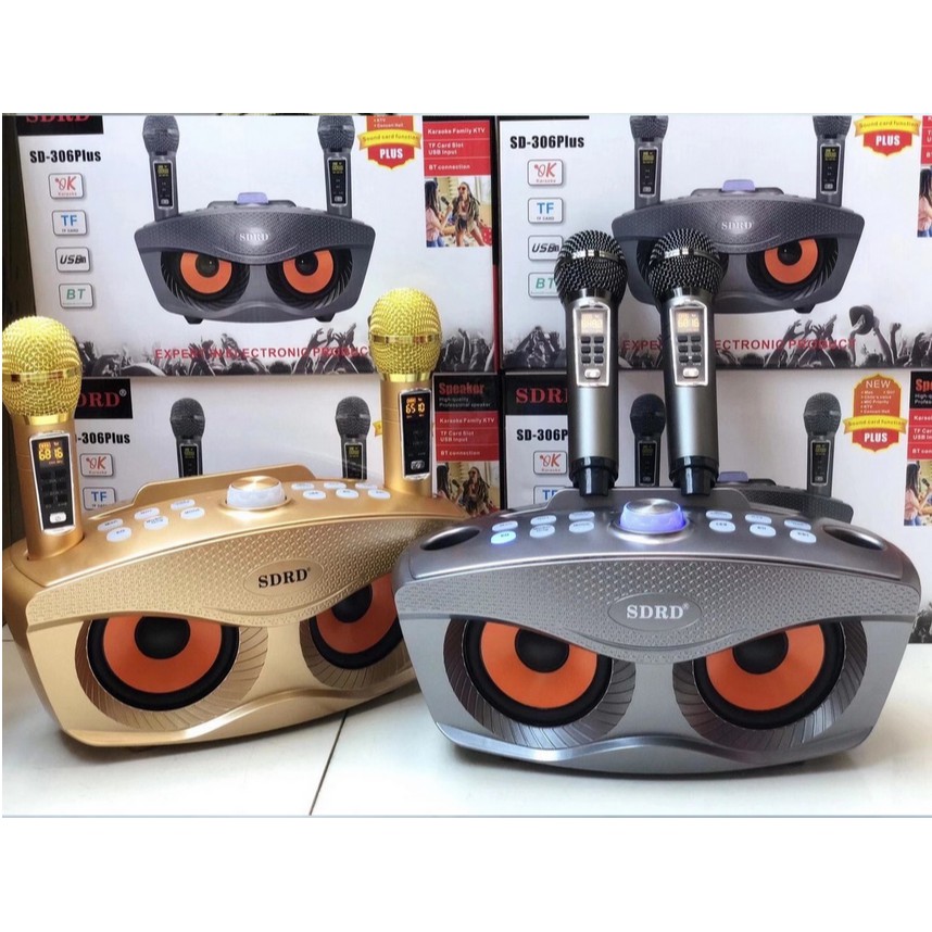 Loa bluetooth karaoke sdrd sd 306 bản 2023 đa năng loa kèm 2 mic loa karaoke bluetooth mini sd-306 1 đổi 1