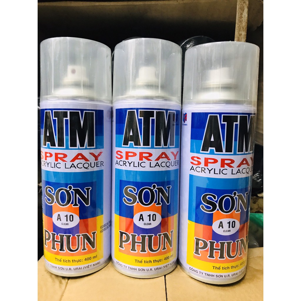sơn xịt ATM A10 sơn bóng, không màu, phủ bề mặt