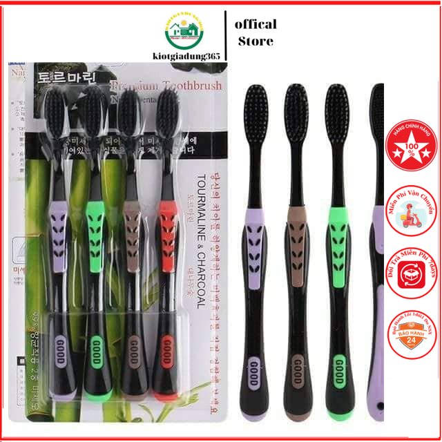 Sét 4 bàn chải than tre hoạt tính