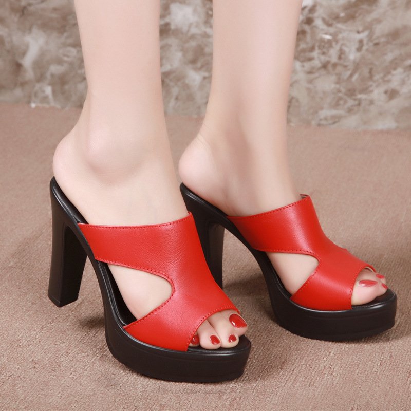 Dép cao gót quai khoét eo cao 9cm sang chảnh