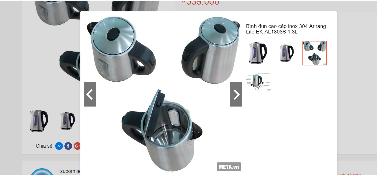 Ấm Đun Arirang Life Ek-Al1808S 1.8L