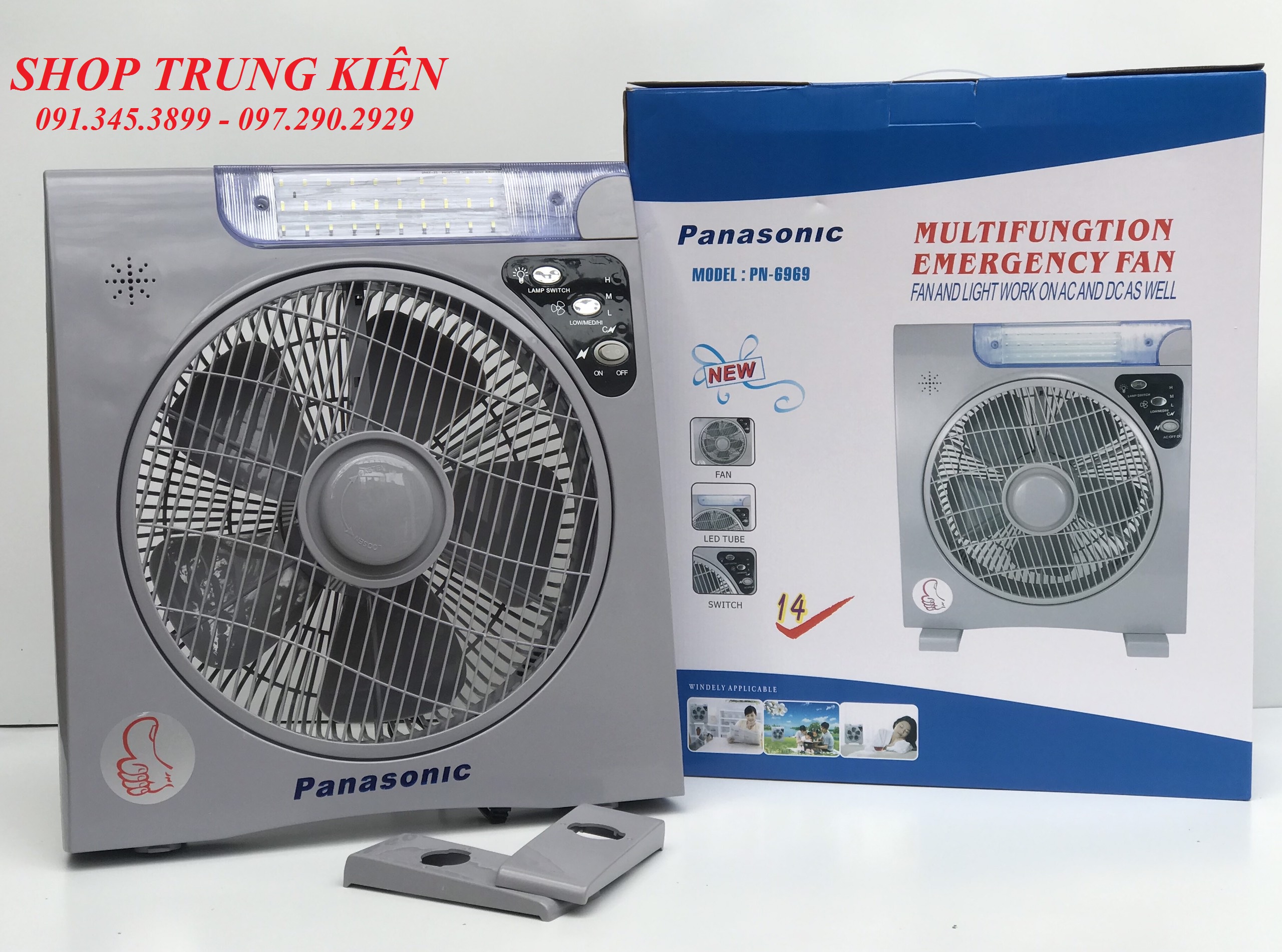 Quạt sạc tích điện PANASONIC 2 bình