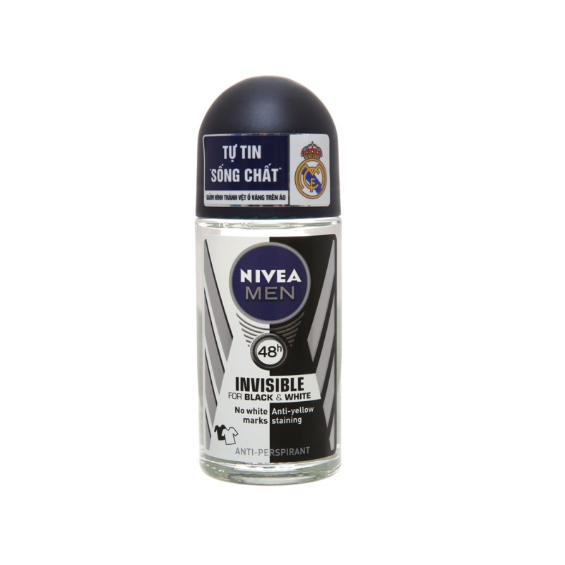 Lăn khử mùi Nivea Invisible For Black & White chai 50ml cao cấp