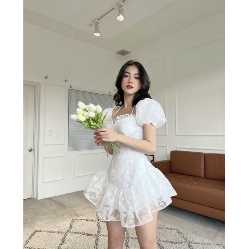 [CÓ BIGSIZE] Đầm maxi hoa nổ cúp ngực dây yếm rớt tay xoè